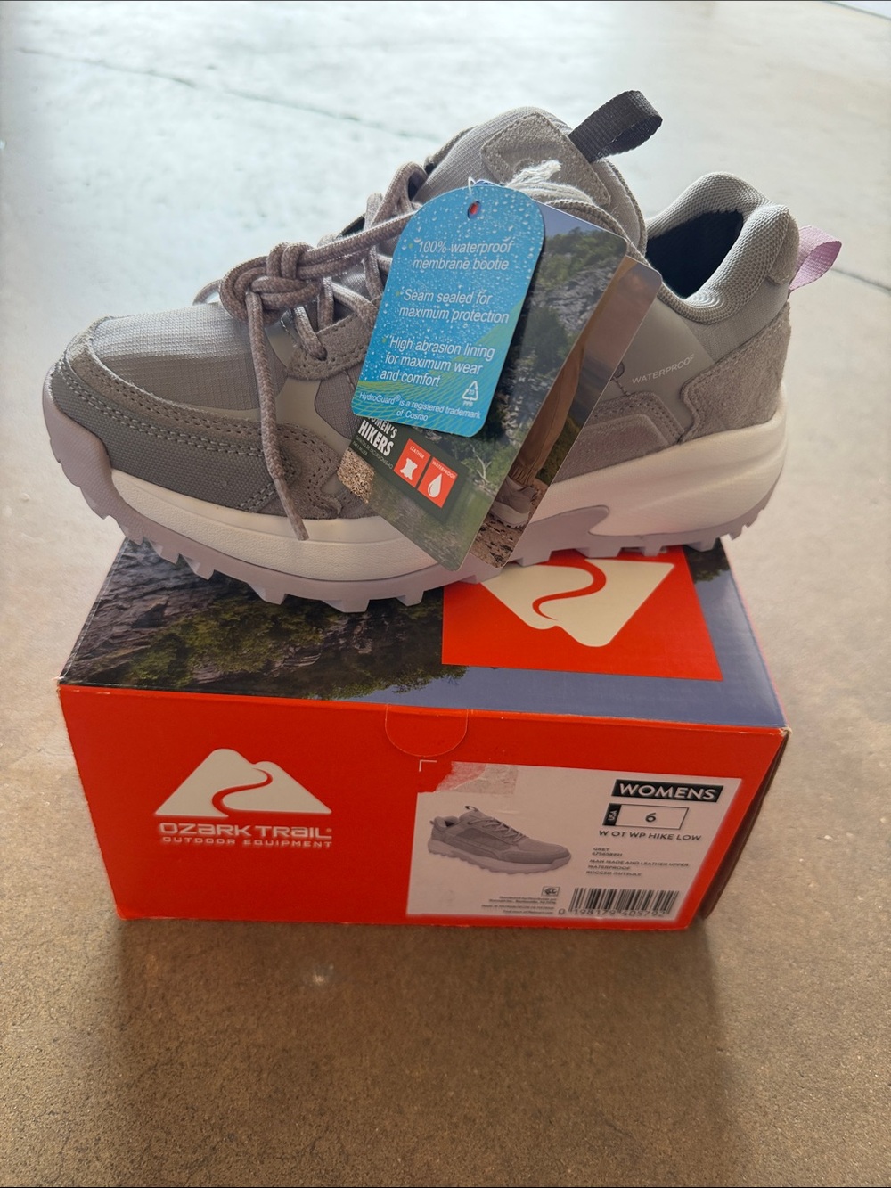 Ozark Trail Women’s ' Waterproof Hiking Shoe - Gray and Lilac. NEW. SIZE 6